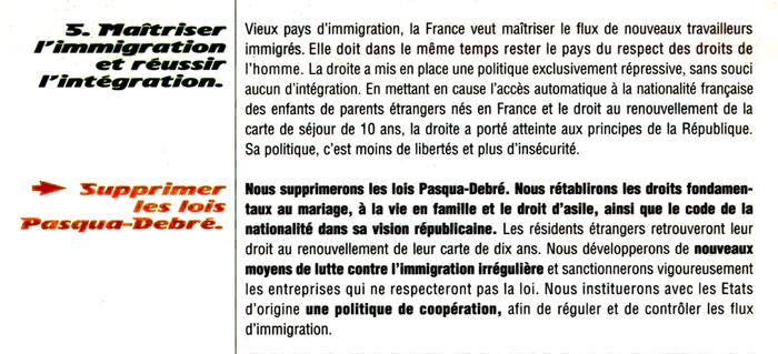 Suppression des lois Pasqua-Debre